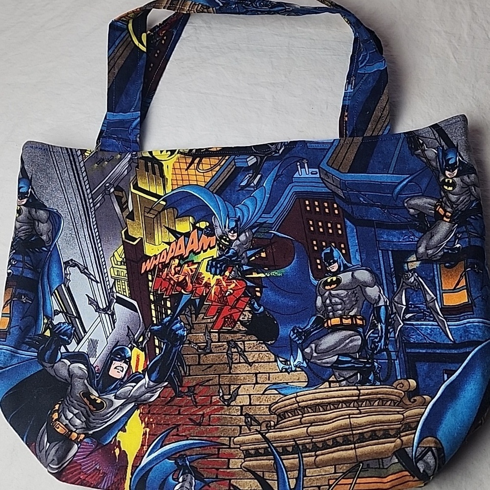 Batman Themed Blue Tote Bag Handmade 14" x 10.5"